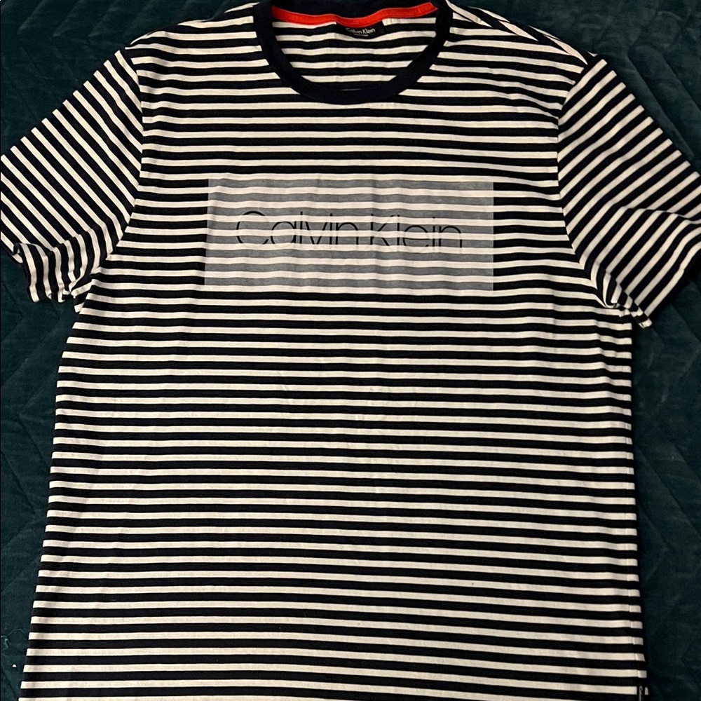Calvin Klein Black and White Striped Tee